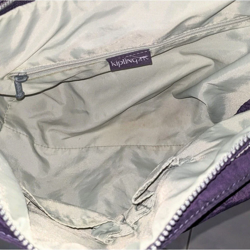 Kipling Farrah Purple Nylon Large Shoulder Bag Crossbody Hobo Slouched Handbag
